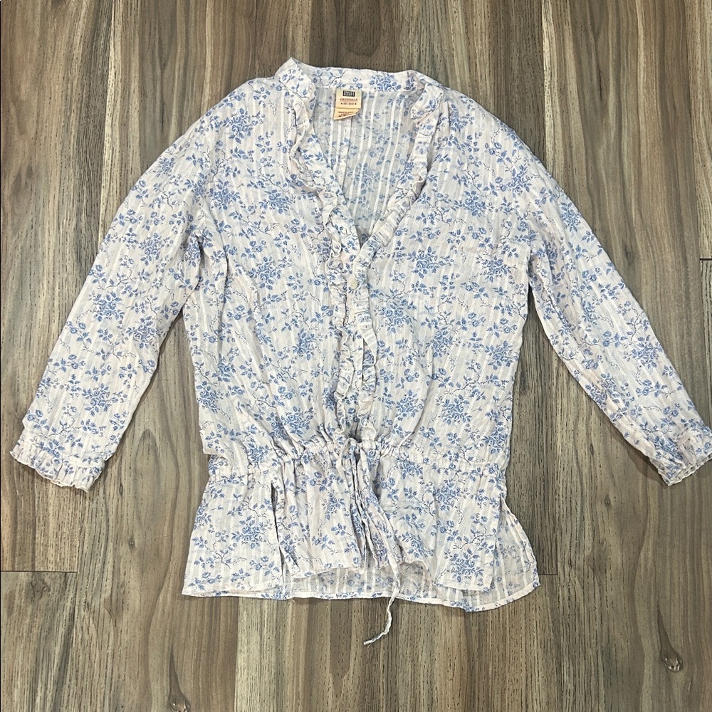 Faded Glory Blue Floral Women's Top